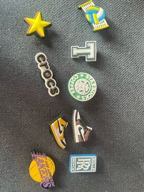 CROCS Multi-Icon Jibbitz Set with Yellow Star & Sports Icons Jordan’s/ Lakers